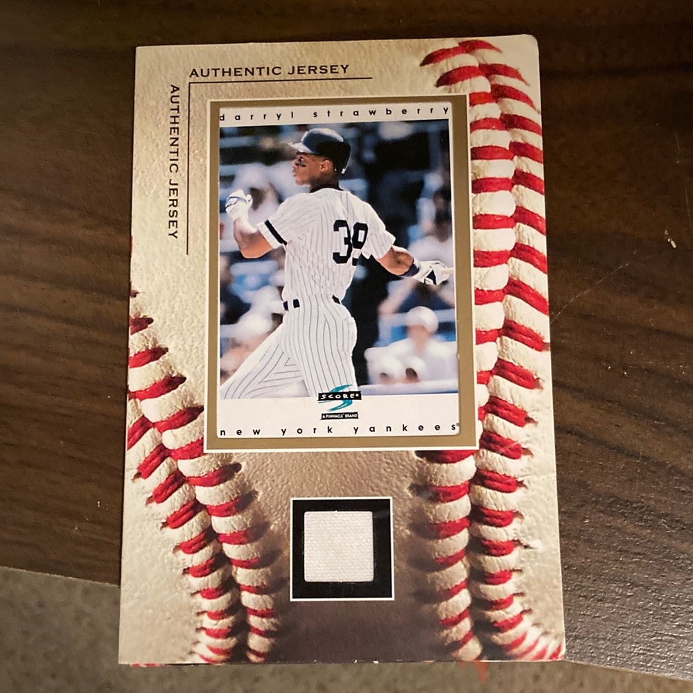 Authentic Jersey Baseball Card Darryl Strawberry New York Yankees